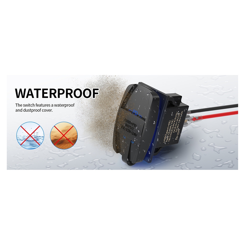 Tools Qc - Przełącznik USB typu rocker 12V, wodoodporne