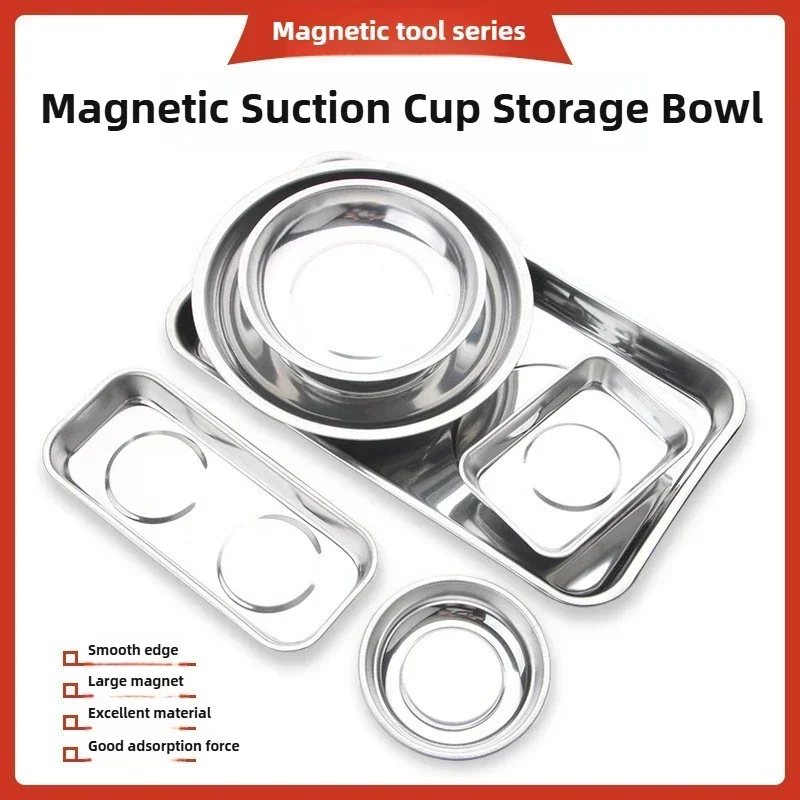 Magnetic Parts Tray - Okrągła/Kwadratowa Magnetyczna Miska, Wytrzymała z Magnetyczną