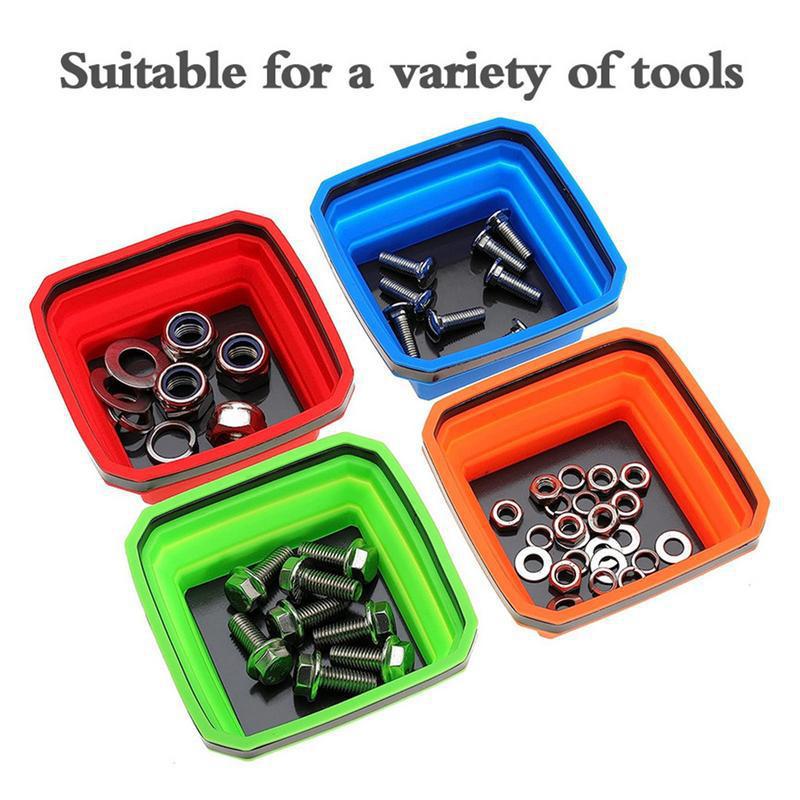 Magnetic Parts Tray - Kolorowa kwadratowa silikonowa składana magnetyczna tacka